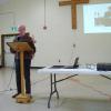 ​February 2025 speaker Jim Long giving his presentation on recent New Brunswick history. 