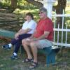 FNHA member Florence Gilby and guest Gary Allen resting during the walk through Kings Landing.