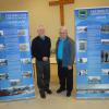 FNHA members Fred White and Robert McNeil, October 2015, with the new Nashwaaksis and Devon banners they helped create. 